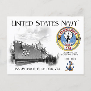 USS WILLIAM R. RUSH DDR-714レーダーピケットポストカード ポストカード