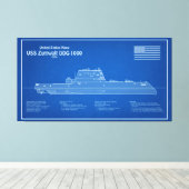 USS Zumwalt - Ship Blueprint Plans ABD キャンバスプリント (インサイチュ (ウッドフロア))