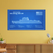 USS Zumwalt - Ship Blueprint Plans ABD キャンバスプリント (インサイチュ (リビング))