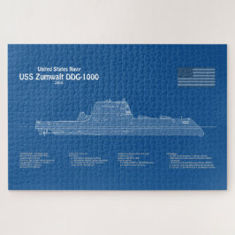 USS Zumwalt - Ship Blueprint Plans ABD ジグソーパズル