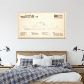 USS Zumwalt - Ship Blueprint Plans SD キャンバスプリント (インサイチュ (寝室))