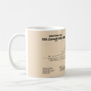 USS Zumwalt - Ship Blueprint Plans SD コーヒーマグカップ