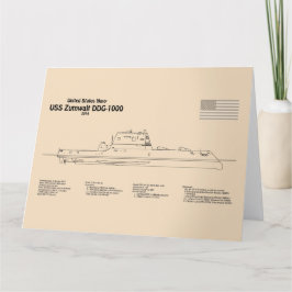 USS Zumwalt - Ship Blueprint Plans SD サンキューカード