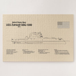 USS Zumwalt - Ship Blueprint Plans SD ジグソーパズル
