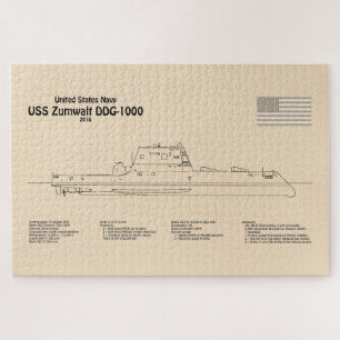 USS Zumwalt - Ship Blueprint Plans SD ジグソーパズル