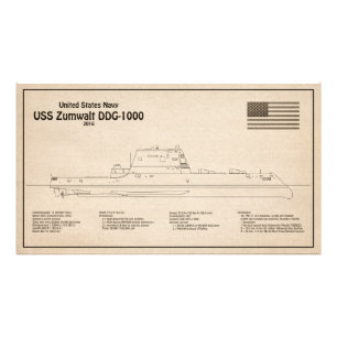 USS Zumwalt - Ship Blueprint Plans SD フォトプリント