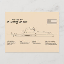 USS Zumwalt - Ship Blueprint Plans SD ポストカード