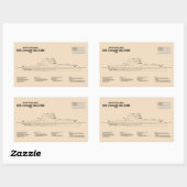 USS Zumwalt - Ship Blueprint Plans SD 長方形シール (シート)