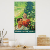 USSRでのカップルのハイキング ポスター (キッチン)