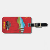 USSRマップ図解入りの、写真付きのポスター ラゲッジタグ (正面横)