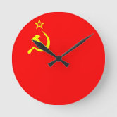 ロシアのなソ連国旗の円形の柱時計 ラウンド壁時計 | Zazzle.co.jp