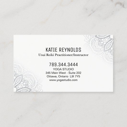 Usuiの霊気の従業者またはインストラクターの名刺 名刺 (裏面)