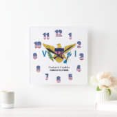 USVIのアメリカの楽園のカリブのな旗は個人化なります スクエア壁時計 (ホーム)