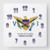 USVIのアメリカの楽園のカリブのな旗は個人化なります スクエア壁時計 (正面)