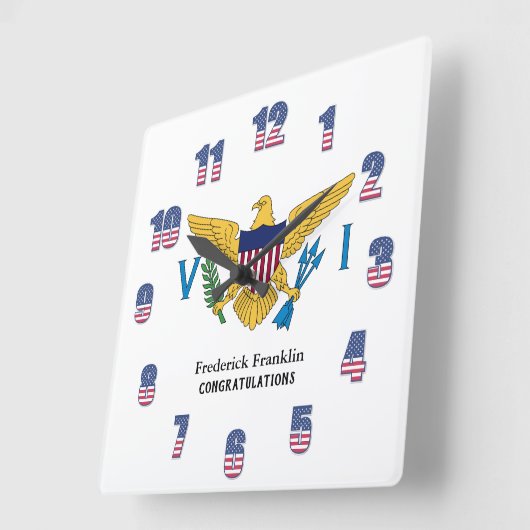 USVIのアメリカの楽園のカリブのな旗は個人化なります スクエア壁時計 (傾斜)