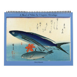 Utagawa Hiroshige著魚の群れ カレンダー