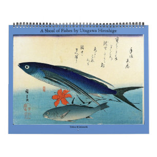 Utagawa Hiroshige著魚の群れ カレンダー