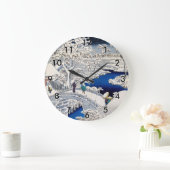 Utagawa Hiroshige - Drum Bridge at Meguro ラージ壁時計 (ホーム)
