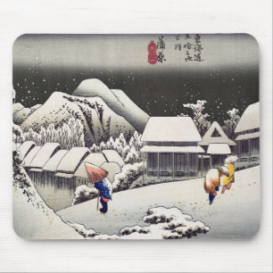Utagawa Hiroshige - Evening Snow at Kanbara マウスパッド