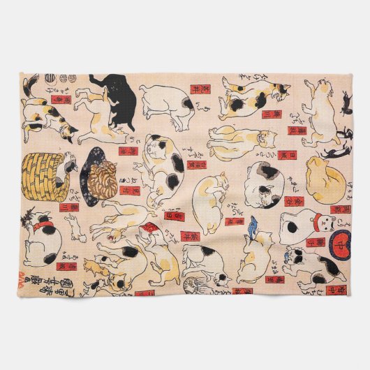 Utagawa Kuniyoshi著猫 キッチンタオル (横)