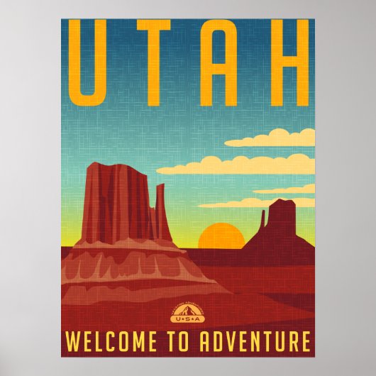 Utah Adventure - Vintage Design ポスター (正面)