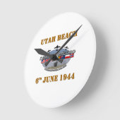 Utah Beach 6th June 1944 ラウンド壁時計 (傾斜)