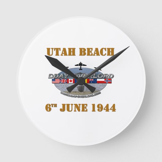 Utah Beach 6th June 1944 ラウンド壁時計 (正面)