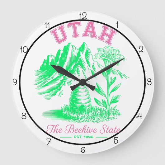 Utah Beehive State Lily ラージ壁時計 (正面)