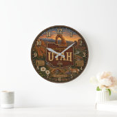 Utah Beehive State National Park Rustic Gift ラージ壁時計 (ホーム)
