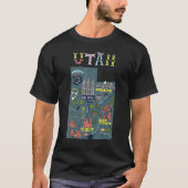 Utah Beehive State National Parks Mighty 5 Map Tee Tシャツ (正面)