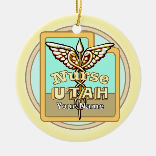 Utah Nurse Caduceus セラミックオーナメント (正面)