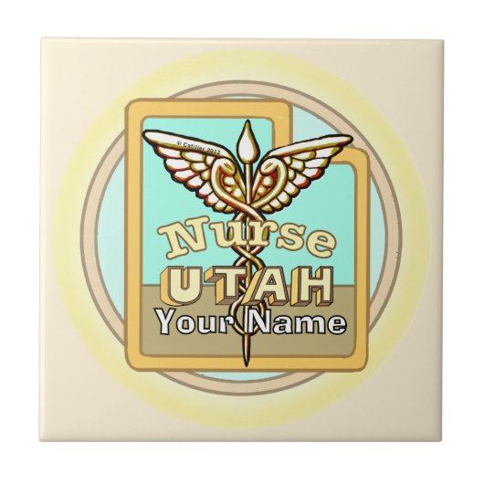 Utah Nurse Caduceus Tile タイル (正面)