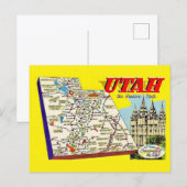 Utah Retro Map Postcard Postcard ポストカード (正面/裏面)