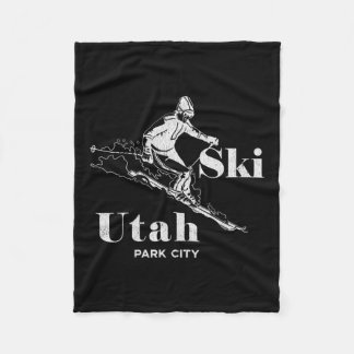 Utah Skiing Park City Long Sleeve Ski Tee  フリースブランケット
