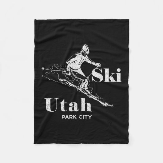 Utah Skiing Park City Long Sleeve Ski Tee  フリースブランケット (正面)
