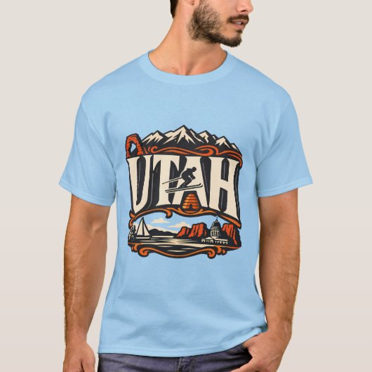 Utah State Heritage Delicate Arch Skiing Art Tシャツ (正面)