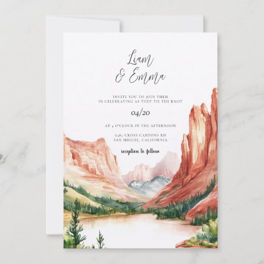Utah Wedding Invitation Watercolor  招待状 (正面)