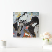 Utamaro: 恋人1797年 スクエア壁時計 (ホーム)