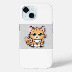 ute Cartoon Catイラストレーション- Transparent Backgro iPhone 15ケース