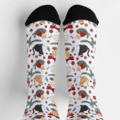 ute Cats and Christmas Decorations Pattern Socks ソックス (上部)