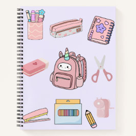 ute Pink Unicorn School Supplies Collection ノートブック