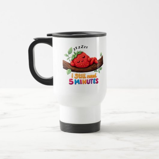 ute Sleeping Strawberry – Travel/Commuter Mug トラベルマグ (左)