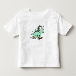 ute Triceratops Roller Skating for Kids トドラーTシャツ