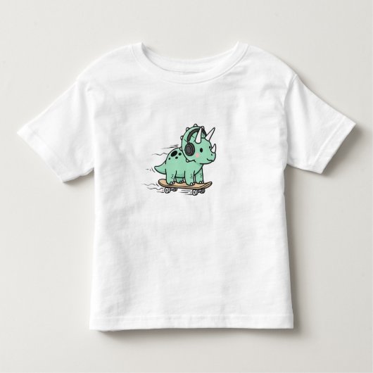 ute Triceratops Roller Skating for Kids トドラーTシャツ (正面)