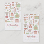 UtensilsPatternを調理するレトロのヴィンテージのシェフの台所 名刺 (正面/裏面)