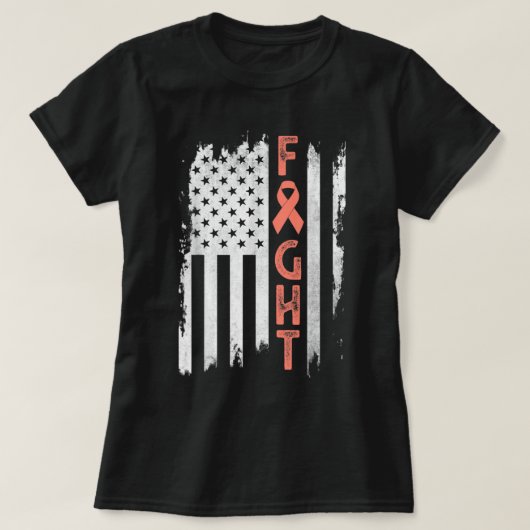 Uterine Cancer Awareness Peach Ribbon Endometrial  Tシャツ (デザイン正面)