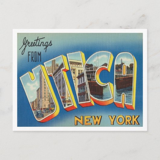 Utica, New York Vintage Travelからの挨拶 ポストカード (正面)