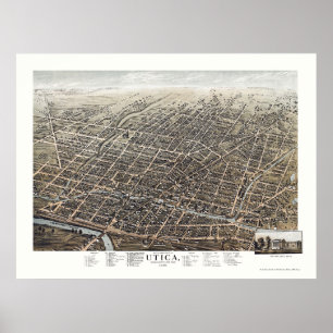 Utica, NYパノラママップ – 1873 ポスター