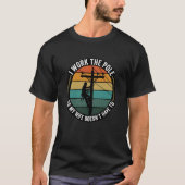 Utility Lineman Retro Sunset, I Work The Pole Work Tシャツ (正面)