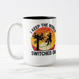 Utility Worker Gift Switched On Electrical Lineman ツートーンマグカップ